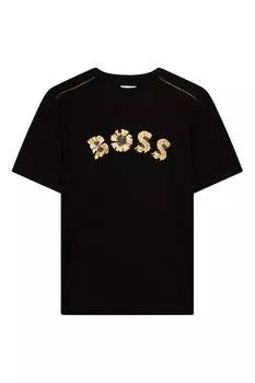 Золотая капсульная футболка с короткими рукавами BOSS, черный