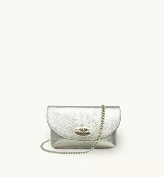 Золотая кожаная сумка для телефона Mila Apatchy London, золото