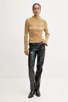 Золотая плиссированная топ-блузка Never Fully Dressed, золотой