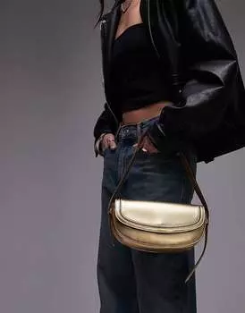 Золотая сумка через плечо Topshop – Stefan – в форме полумесяца