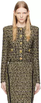 Золотисто-черная куртка без воротника Balmain