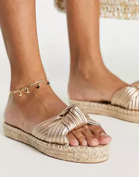 Золотистые эспадрильи с завязками ASOS DESIGN Jade