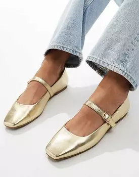 Золотистые балетки ASOS DESIGN Lottie Mary Jane