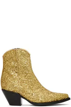 Золотистые ковбойские сапоги-скинни R13