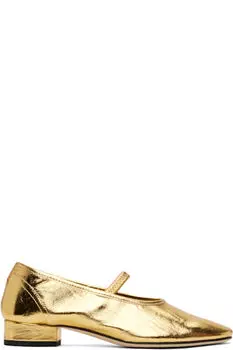 Золотистые кожаные балетки Pippa Aeyde