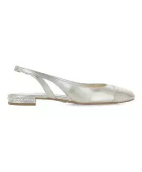 Золотистые кожаные балетки с пяткой на пятке Stuart Weitzman, бежевый