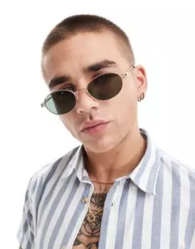 Золотистые круглые солнцезащитные очки с закругленными кончиками ASOS DESIGN