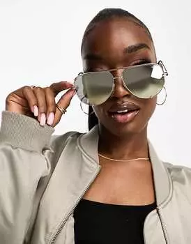 Золотистые поляризованные солнцезащитные очки-авиаторы Quay