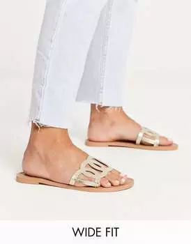 Золотистые сандалии на плоской подошве ASOS DESIGN Frappe