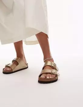 Золотистые сандалии с цветочным принтом Birkenstock Arizona