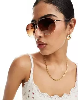 Золотистые солнцезащитные очки-авиаторы Vero Moda