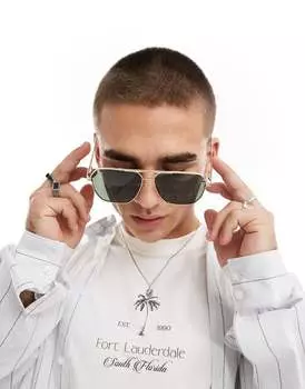 Золотистые солнцезащитные очки-навигаторы River Island