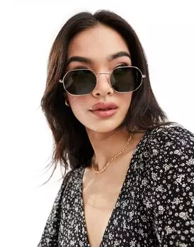 Золотистые солнцезащитные очки в металлической оправе ASOS DESIGN с поляризованными линзами g15
