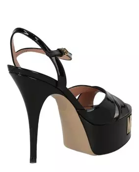 Золотистые туфли с логотипом Moschino, черный