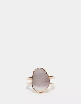 Золотое кольцо с полудрагоценными камнями ASOS DESIGN Curve Cat's Eye