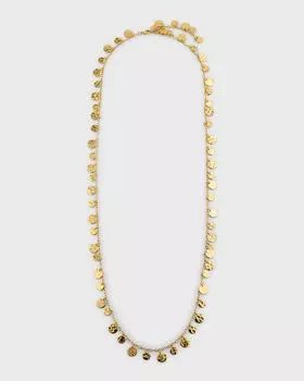 Золотое колье-лариат с подвеской в форме диска NEST Jewelry, цвет Gold