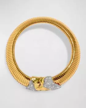 Золотое колье с воротником Solanales Tubogas Alexis Bittar, цвет Crystals