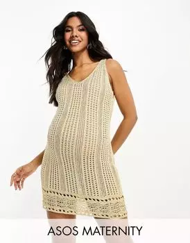Золотое мини-платье крючком ASOS DESIGN Maternity