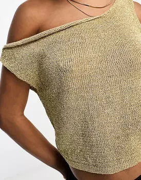 Золотой асимметричный топ металлизированного трикотажа ASOS DESIGN