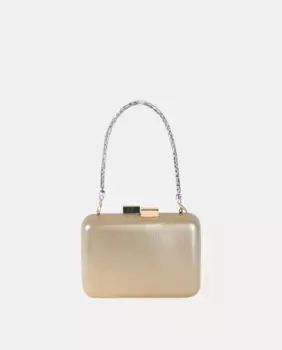 Золотой клатч с красивой ручкой Volum