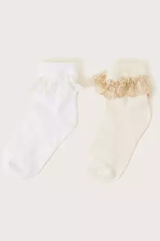 Золотой комплект из двух носков с кружевной отделкой Monsoon, желтый