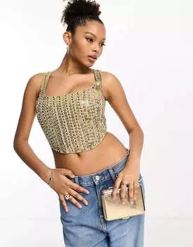 Золотой корсет с дисками и пайетками ASOS