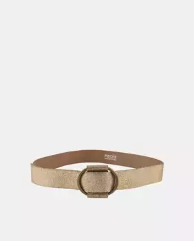 Золотой кожаный ремень с эффектом металлик Pieces, золотой