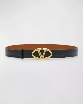 Золотой кожаный ремень с V-образным логотипом Moonlight Valentino, цвет Nero Naturale Tan