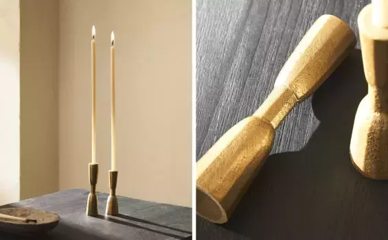 Золотой латунный подсвечник Zara Home, золотой