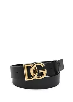 Золотой мужской кожаный ремень Dolce&Gabbana, черный