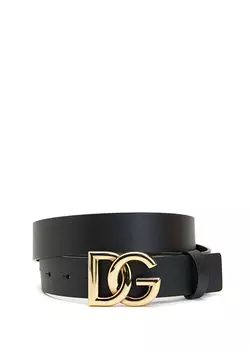 Золотой мужской кожаный ремень Dolce&Gabbana, черный