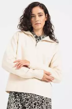 Золотой пуловер с заниженными рукавами и короткой молнией Vero Moda, бежевый