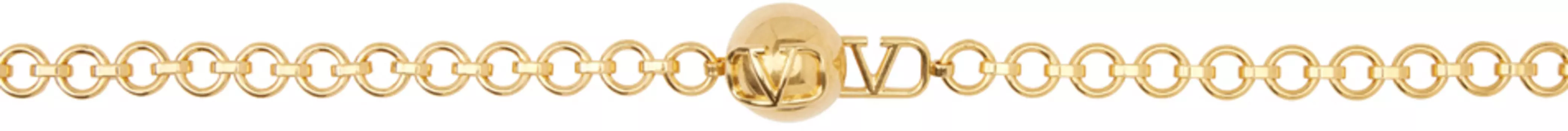 Золотой ремень с цепочкой и логотипом VLogo Valentino Garavani