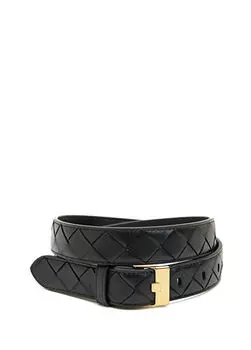 Золотой женский кожаный ремень Bottega Veneta, черный