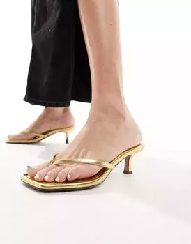 Золотые босоножки на шпильке ASOS Heatwave