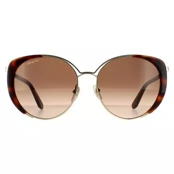 Золотые черепахово-коричневые солнцезащитные очки «кошачий глаз» с градиентом Salvatore Ferragamo, золото