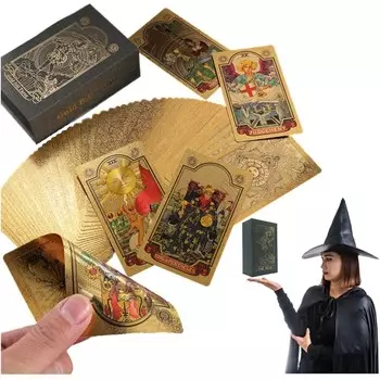 Золотые карты Таро для игры «Золотая фольга», водонепроницаемый набор, новая премиум-версия Okazeo