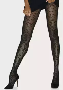 Золотые колготки Petite Fleur с животным узором Petite Fleur Gold, черный