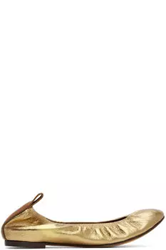 Золотые кожаные балетки Lanvin