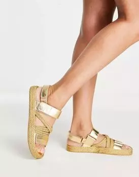 Золотые кожаные сандалии премиум-класса ASOS Joel
