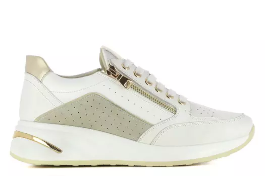 Золотые кроссовки на танкетке Casas, белый