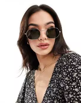 Золотые квадратные металлические солнцезащитные очки ASOS с поляризованными линзами G15