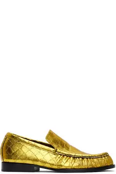 Золотые металлические мокасины Dries Van Noten