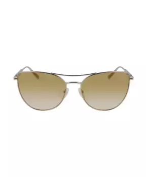 Золотые металлические солнцезащитные очки для женщин Longchamp, желтый