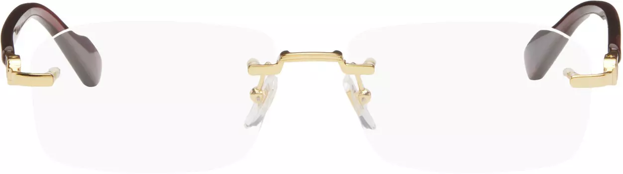 Золотые очки 125th Street Rimless Rectangle Metal Gucci