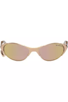 Золотые очки-амулеты с металлической оправой Acne Studios, розовый