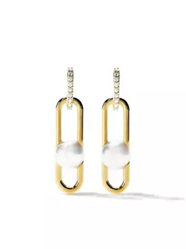 Золотые серьги Fine Links Collection Line с жемчугом и бриллиантами TASAKI, золотой