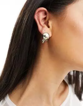 Золотые серьги-гвоздики с расплавленным жемчугом Petit Moments Prince