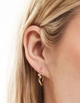 Золотые серьги-кольца ASOS DESIGN с абстрактным волнистым дизайном