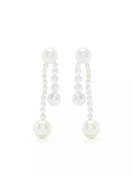 Золотые серьги-подвески Ruban de Perle с жемчугом Sophie Bille Brahe, белый